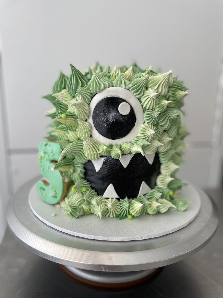 green monster cake kids birthday party
