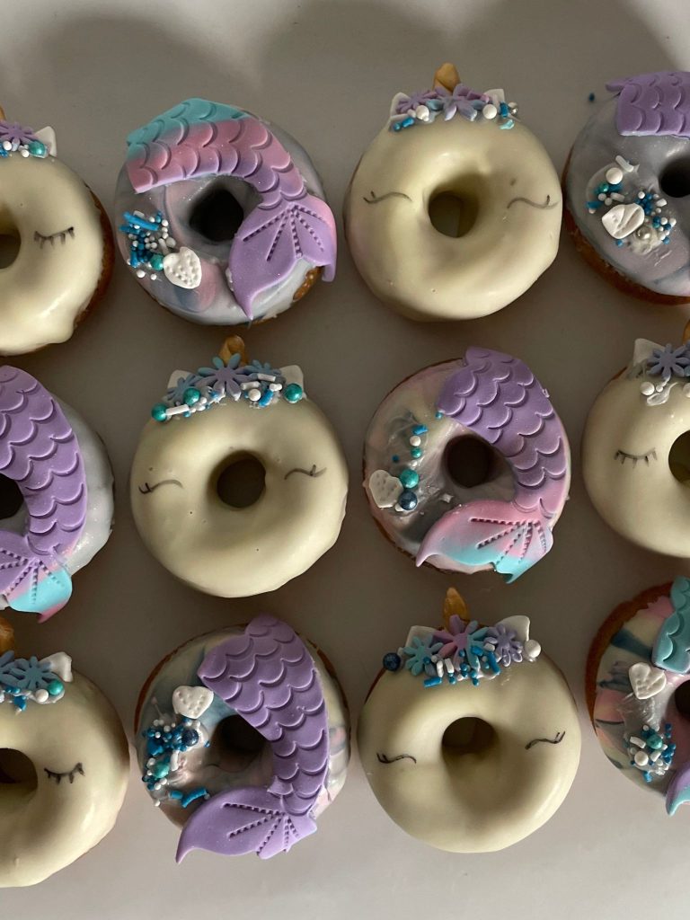 mermaid unicorn baked donuts kids birthday party ideas