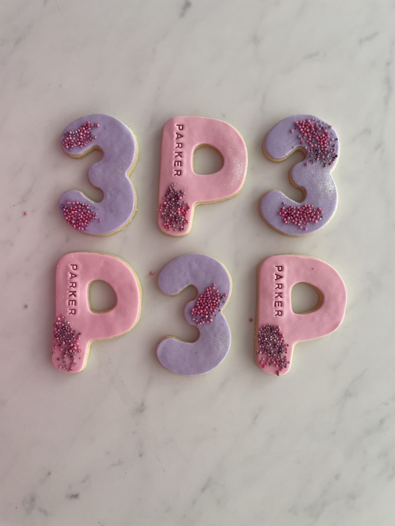 number 3 personalised fondant sugar cookies perth