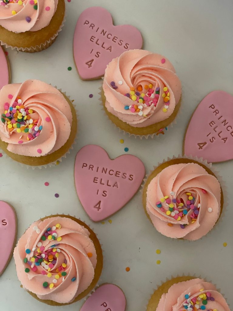 pastel pink birthday cupcakes personalised fondant pink sugar cookies perth