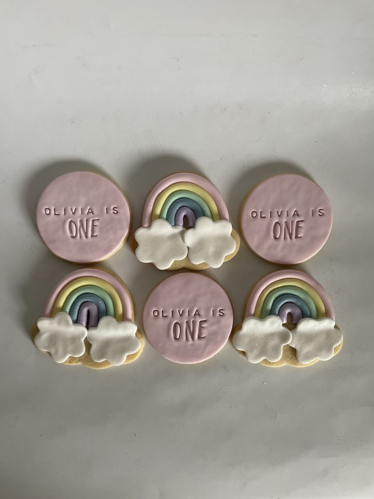 rainbow fondant sugar cookies first birthday perth